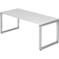 Hammerbacher R Serie Höhenverstellbar Schreibtisch Rechteckig Holz Silber Wangen-Fuß 1.800 x 650 mm