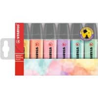 STABILO Boss Original Textmarker Farbig sortiert Mittel Keilspitze 2-5 mm Nachfüllbar 6 Stück