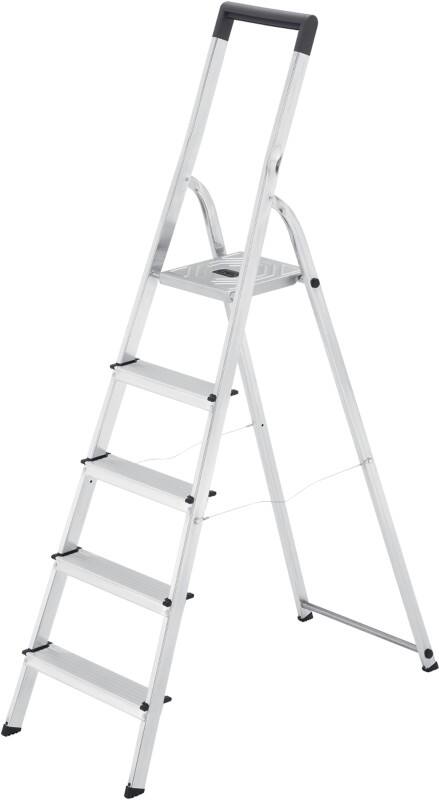 Hailo Stufenleiter L40 Easyclix Silber 5 Stufen 48 x 168 cm