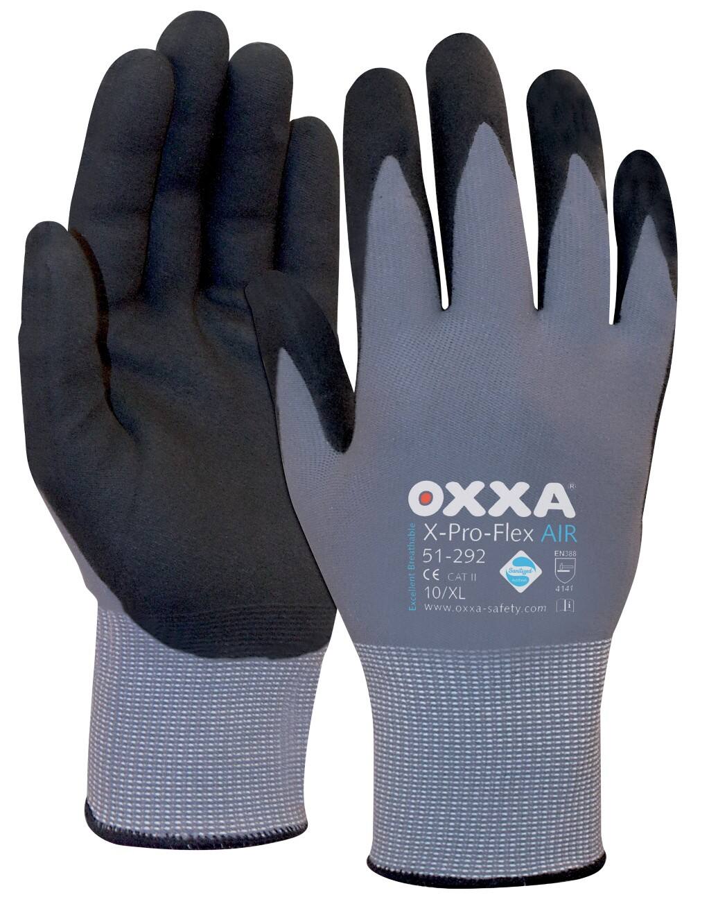 Oxxa Handschuhe X-Pro-Flex Air Polyurethan Größe M Schwarz, Grau 2 Stück