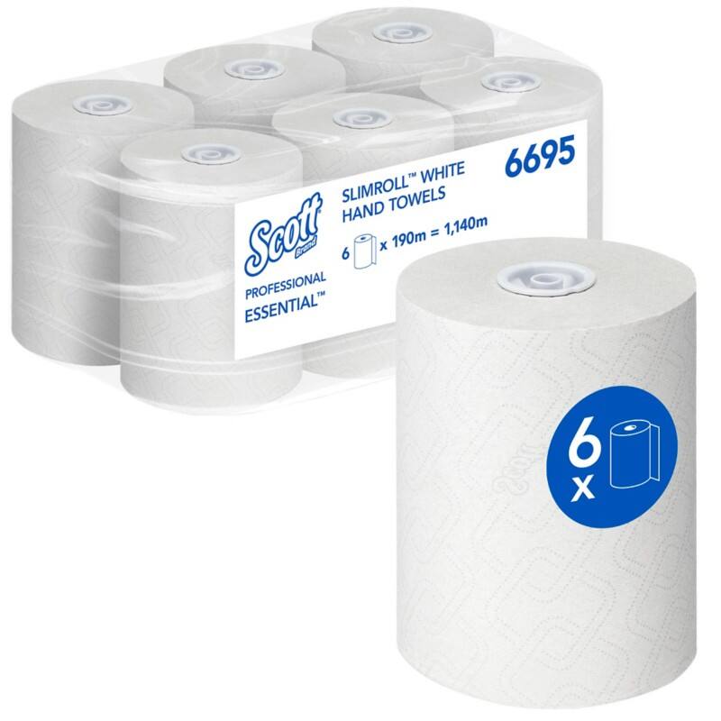 Scott Essential Papierhandtücher Gerollt Weiß 1-lagig 1140 m 6695 6 Rollen à 190 m