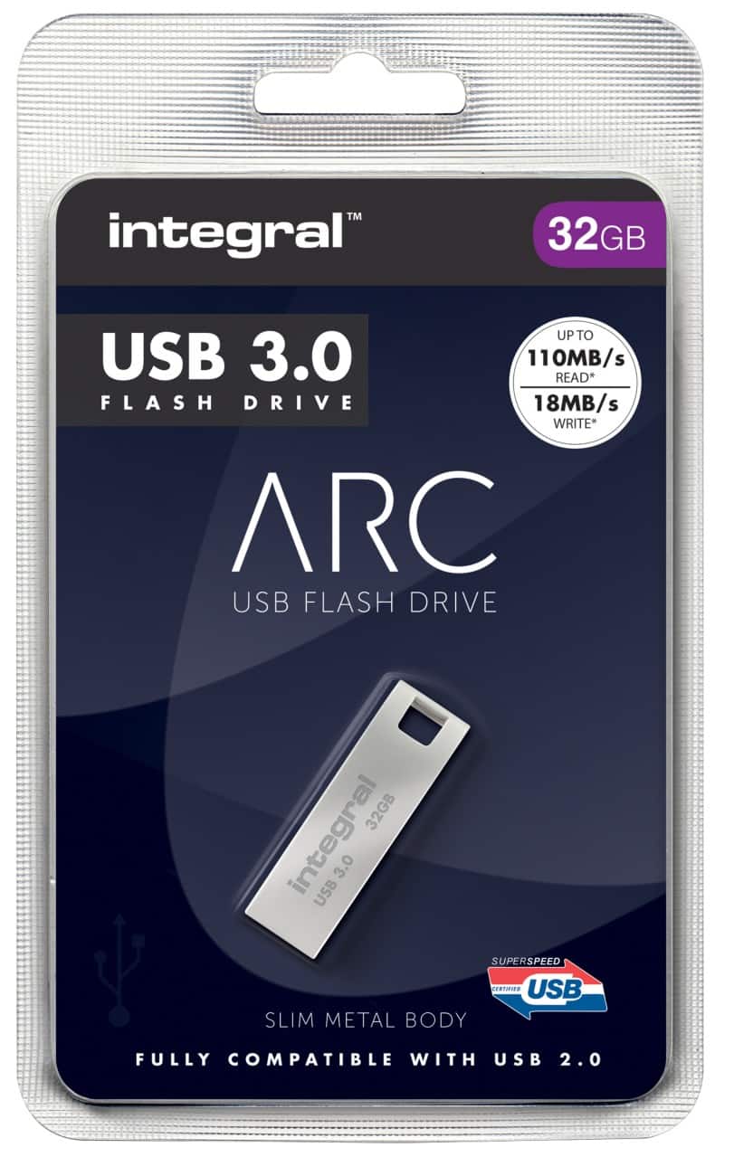 Integral USB 3.0-USB-Stick, Metallbogen, 32 GB Silber