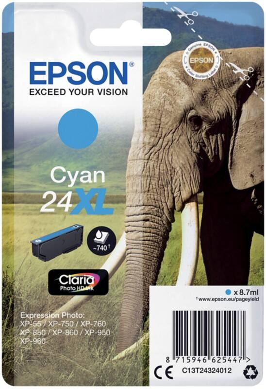 Epson 24XL Original Tintenpatrone C13T24324012 Cyan