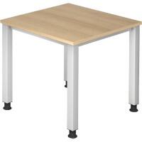 Hammerbacher Q Series VQS Höhenverstellbar Schreibtisch Rechteckig Eiche 4 Metallfüße 800 (B) x 800 (T) x 810 (H) mm Spanplatte, Stahl