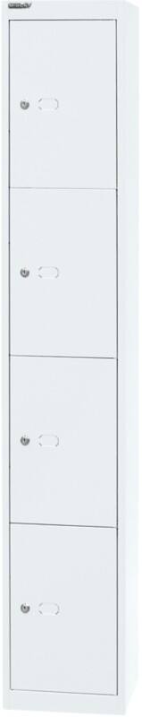 Bisley Metall Schließfach 4 Türen 1 abteile Schlüssel 305 x 457 x 1.802 mm Verkehrsweiß