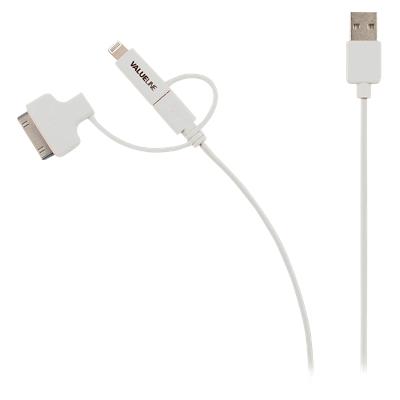 Value Line 3-in-1- Synchronisierungs- und Ladekabel USB 2.0 auf Micro-USB 30-polige Dockingstation Lightning Adapter 1 m