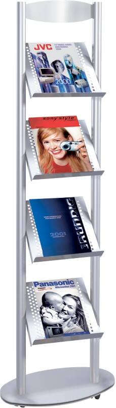 Kerkmann DIN A4 Prospektständer Silber 3473 420 (B) x 340 (T) x 1.550 (H) mm