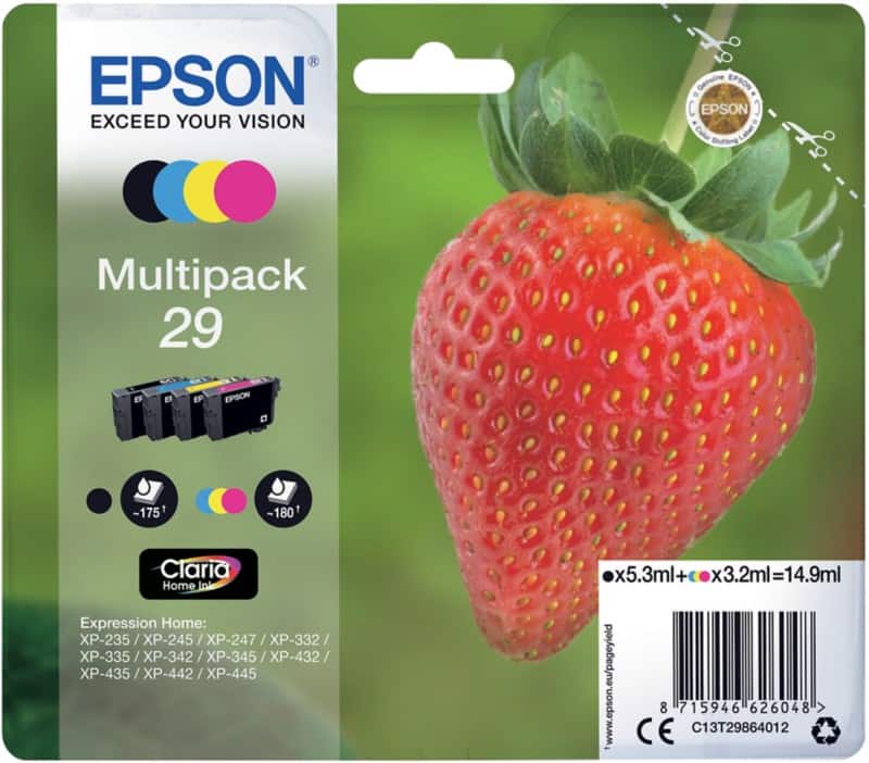 Epson 29 Original Tintenpatrone C13T29864012 Schwarz, Cyan, Magenta, Gelb Multipack 4 Stück