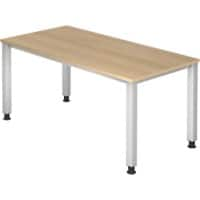 Hammerbacher Q Serie Höhenverstellbarer Schreibtisch Rechteckig Eiche Holz Silber 4 Füße 1.600 x 685 mm