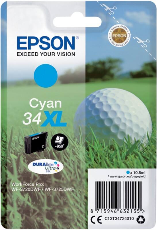 Epson 34XL Original Tintenpatrone C13T34724010 Cyan