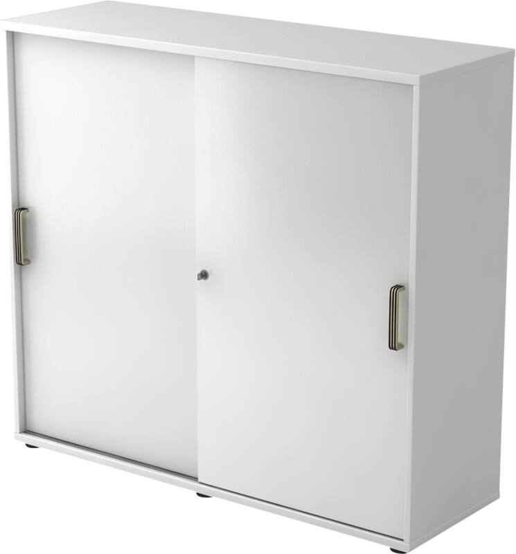 Hammerbacher Schiebetürenschrank Spanplatte 2 Fachböden abschließbar 1.200 x 400 x 1.100 mm Weiß