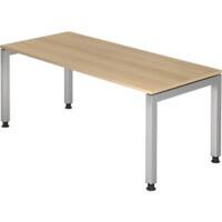 Hammerbacher J Serie Höhenverstellbarer Schreibtisch Rechteckig Eiche Holz Silber 4 Füße 1.800 x 680 mm