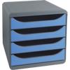 Exacompta Schubladenbox Big-Box DIN A4+ Mausgrau, Eisblau 24,7 x 32,4 x 4,2 cm