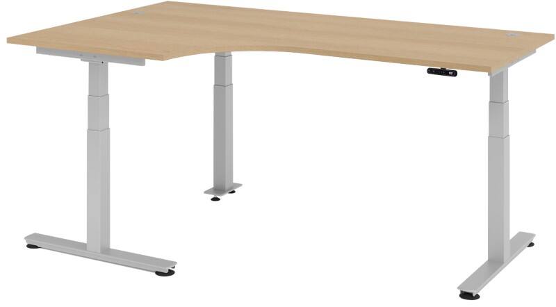 Hammerbacher XDSM VXDSM Elektrisch Höhenverstellbar Sitz-Stehschreibtisch Freiform Eiche T-Fuß 2.000 (B) x 1.200 (T) x 1.270 (H) mm Spanplatte, Stahl