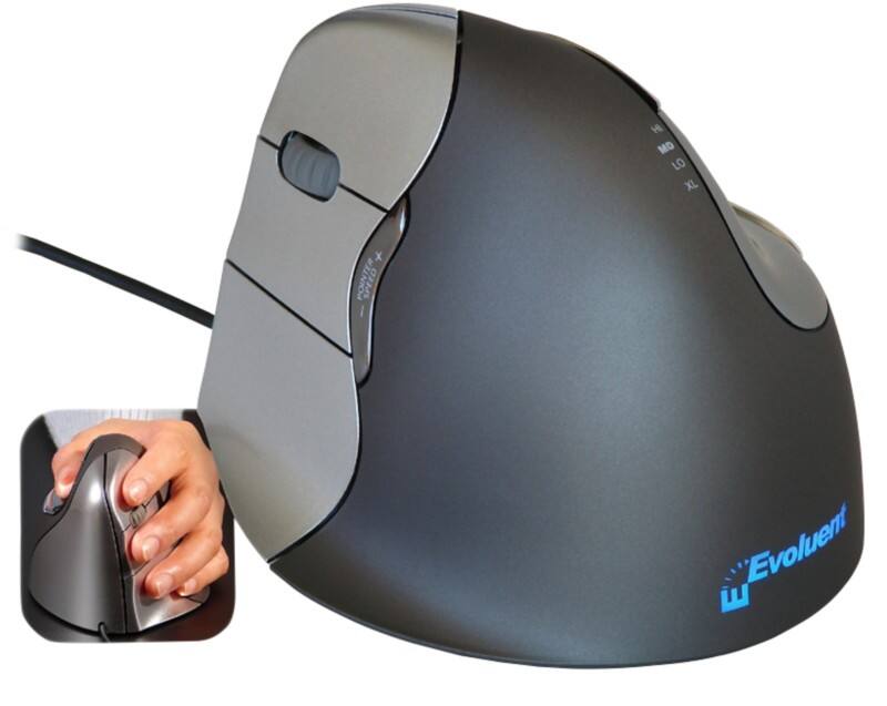 BakkerElkhuizen VerticalMouse Evoluent 4 Linkshänder Maus Verkabelt Schwarz, Silber Geeignet Für Linkshänder