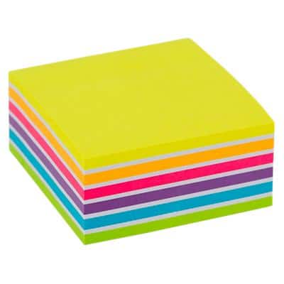 Office Depot Haftnotizwürfel 76 x 76 mm Farbig sortiert Neon und Weiß 400 Blatt