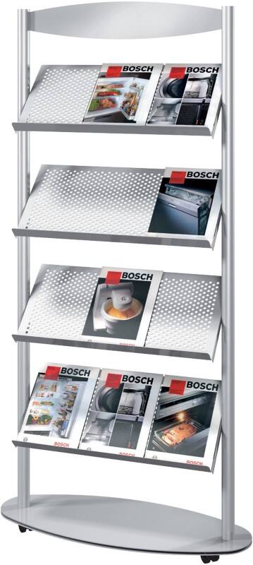 Kerkmann DIN A4 Prospektständer Silber 3471 780 (B) x 340 (T) x 1.700 (H) mm