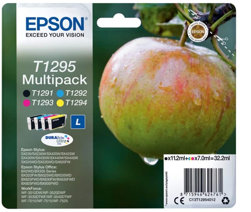 Epson T1295 Original Tintenpatrone C13T12954012 Schwarz, Cyan, Magenta, Gelb Multipack 4 Stück