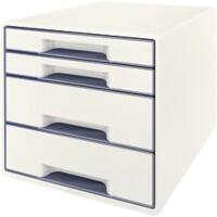 Leitz WOW Cube Schubladenbox Duo Colour mit 4 Schubladen DIN A4 Weiß, Grau 28,7 x 27 x 36,3 cm