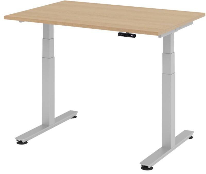 Hammerbacher XDSM VXDSM Elektrisch Höhenverstellbar Sitz-Stehschreibtisch Rechteckig Eiche T-Fuß 1.200 (B) x 800 (T) x 1.270 (H) mm Spanplatte, Stahl