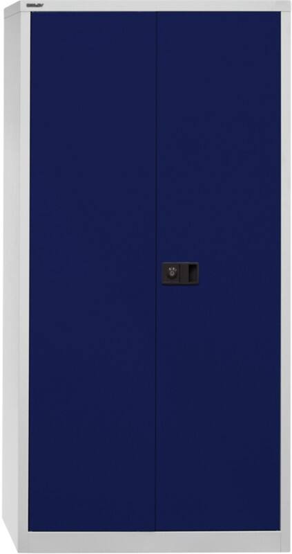 Bisley Universal Flügeltürenschrank Stahl 4 Fachböden abschließbar 914 x 400 x 1.950 mm Blau, Hellgrau