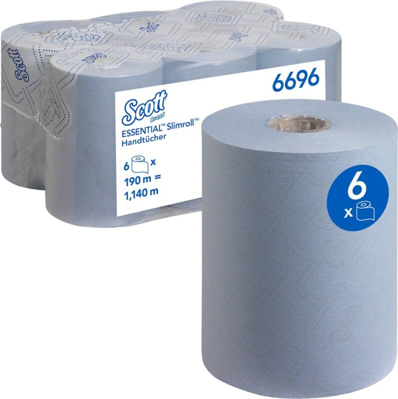 Scott Essential Slimroll Papierhandtücher Gerollt Blau 1-lagig 1140 m 6696 6 Rollen à 190 m