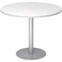 Hammerbacher Säulentisch Silber, Weiß Melaminharzbeschichtete Spanplatte STF10 1.000 x 745 mm