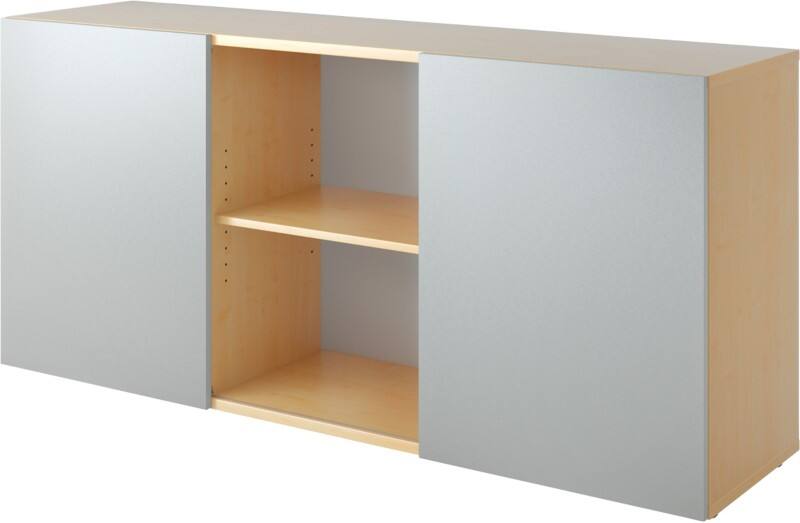 Hammerbacher Schiebetürenschrank Spanplatte 1 Fachboden 1.600 x 420 x 748 mm Ahorn Braun, Silber